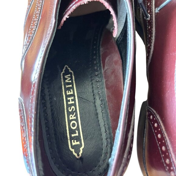 Florsheim Leather Wingtip Oxford Dress Shoes Burgundy Lace Up Men's Size 9 - Picture 8 of 10